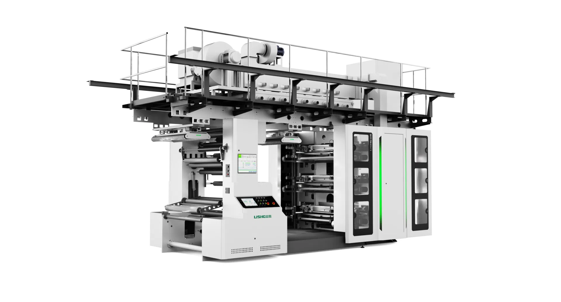 Flexo Press Image | LISHG Machinery Honor Series 6 Color Full Servo Sleeve Type Flexo Printing Machine for Flexible Films